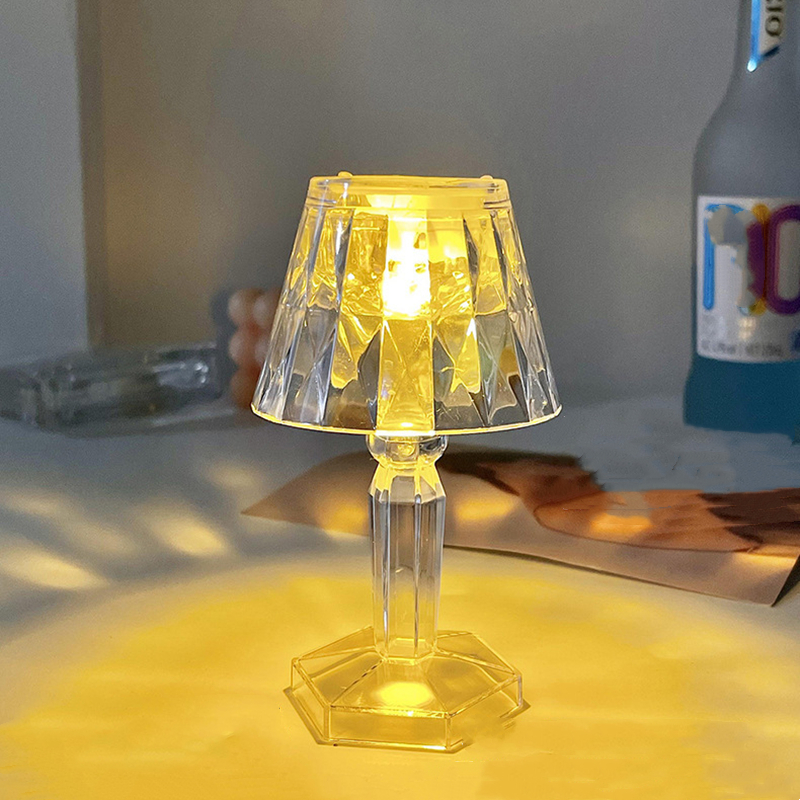 Mini Crystal Diamond Table Lamp Crystal Bedside Lamp Warm Light/White Bed  Lamp Decorative LED Night Light Sleeping Bedside Lamp Battery Powered Desk