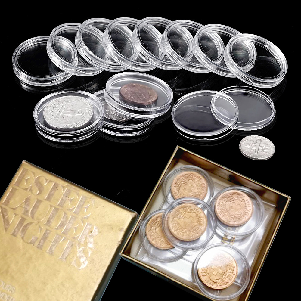 TEMU 25/50/100pcs Transparent Coin Protector Boxes For Collectibles, 19- - Ideal For Commemorative Coins & Medals
