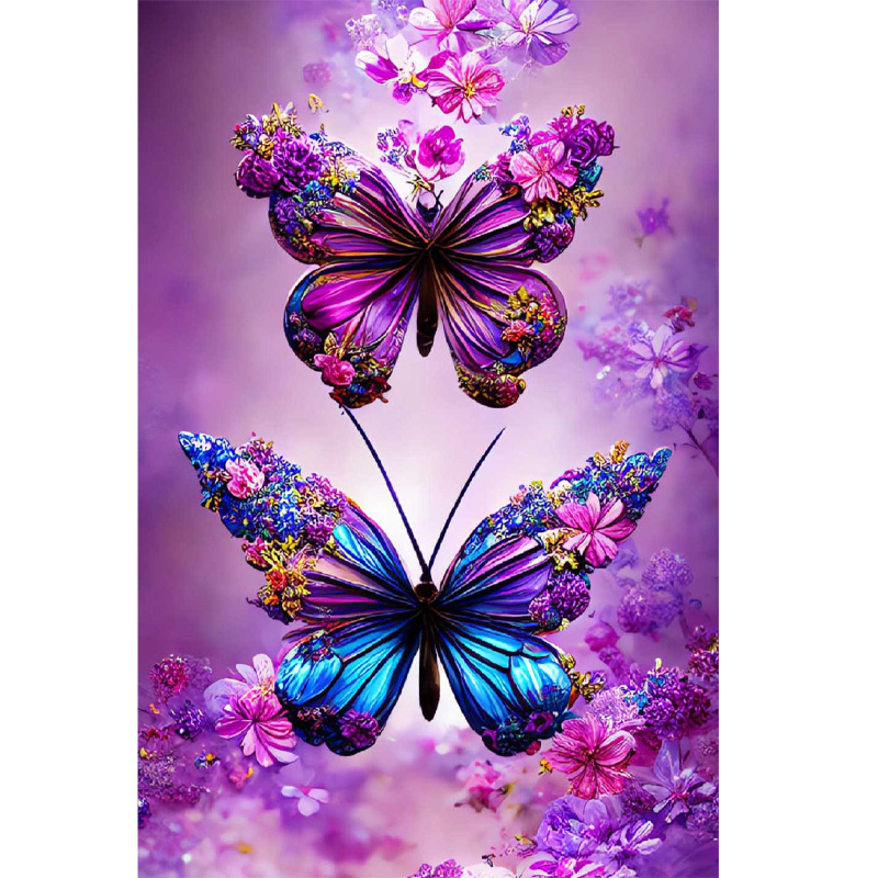 Flower & butterfly 5D DIY Paint By Diamond Kit