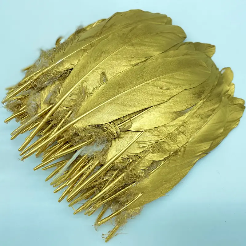 Plumas doradas para manualidades 16-18cm 12uds-249-417