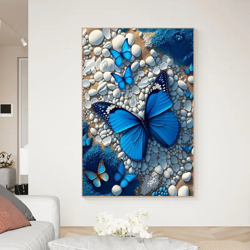 5d Diy Diamond Painting Blue Butterfly Diamond Painting - Temu