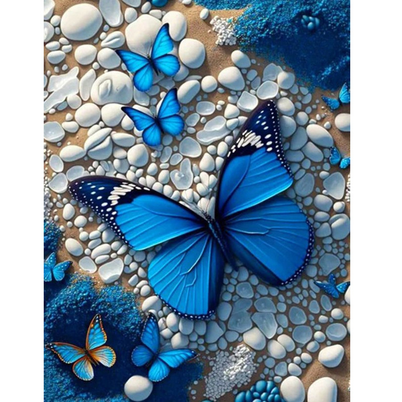 5d Diy Diamond Painting Blue Butterfly Diamond Painting - Temu