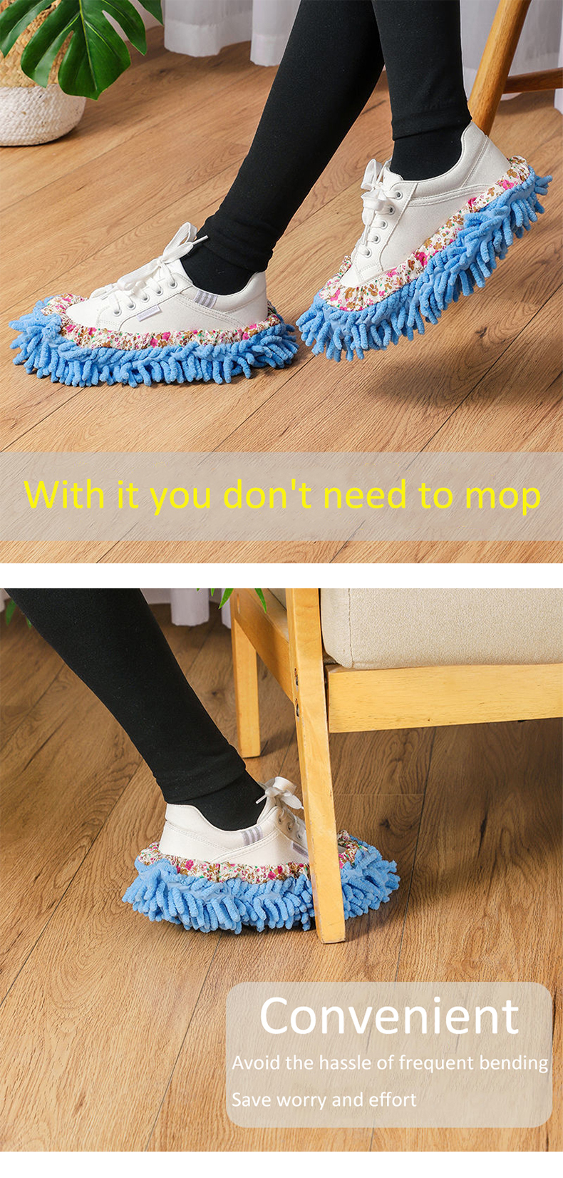 2pcs Micro Fiber Cleaning Slippers Multifunction Floor Dust Cleaning Shoes Lazy Mopping Home Floor Cleaning