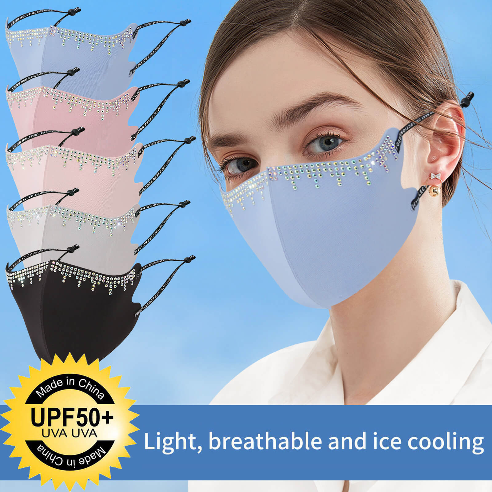 Solid Color Ice Silk Mask Thin Breathable Sunscreen Sports - Temu