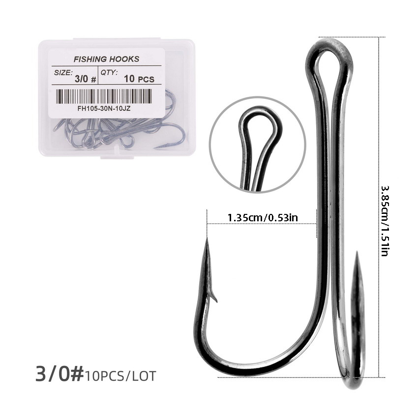 10pcs/box Premium Carbon Steel Double Fishing Hooks for Carp Fishing and  Fly Tying - Barbed Frog Hooks for Soft Lure Fish Accessories