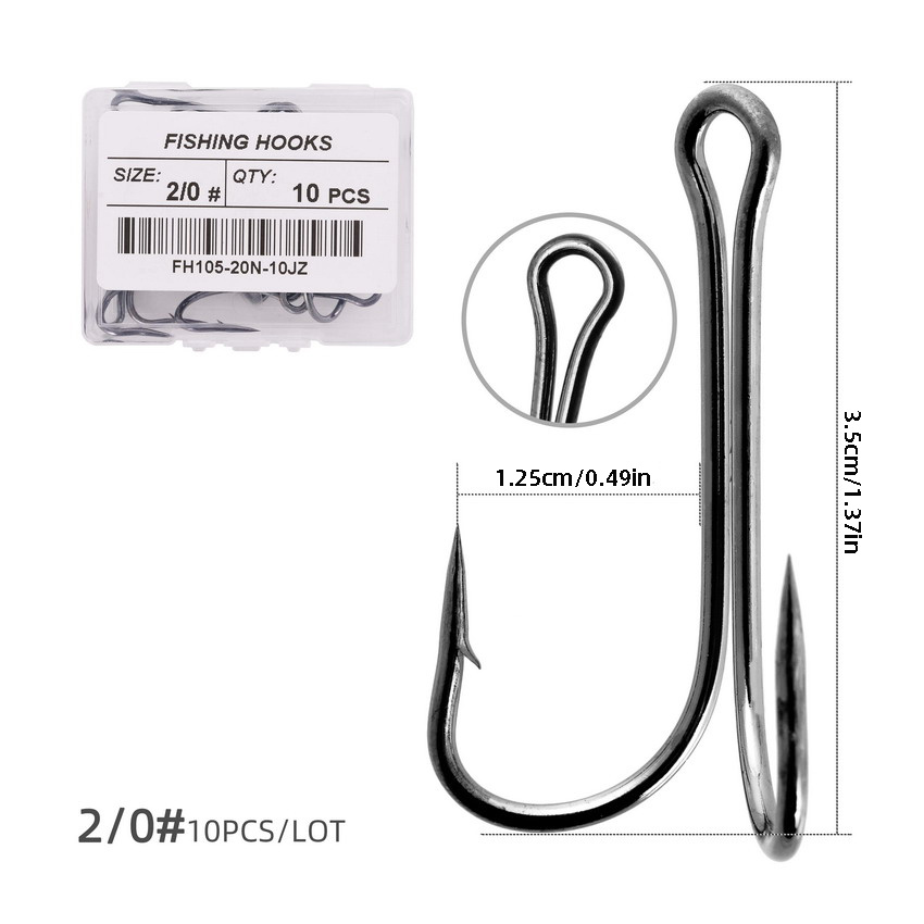 100pcs Fishing Typical Double Hook High Carbon Steel Small Fly Tying Fishing  Hooks Open Shank Double Frog Hook (4/0) 