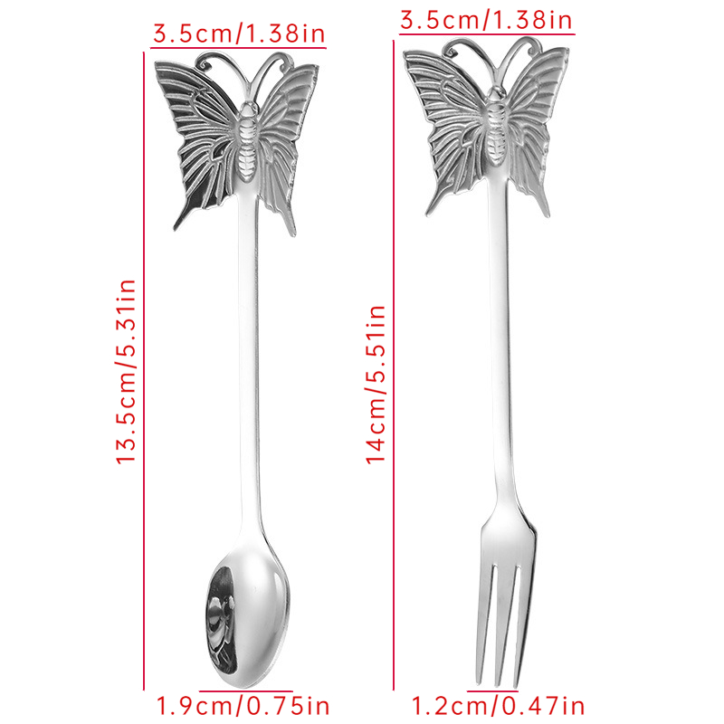 304 Stainless Steel Butterfly Spoon Fork Coffee Mixing Spoon - Temu