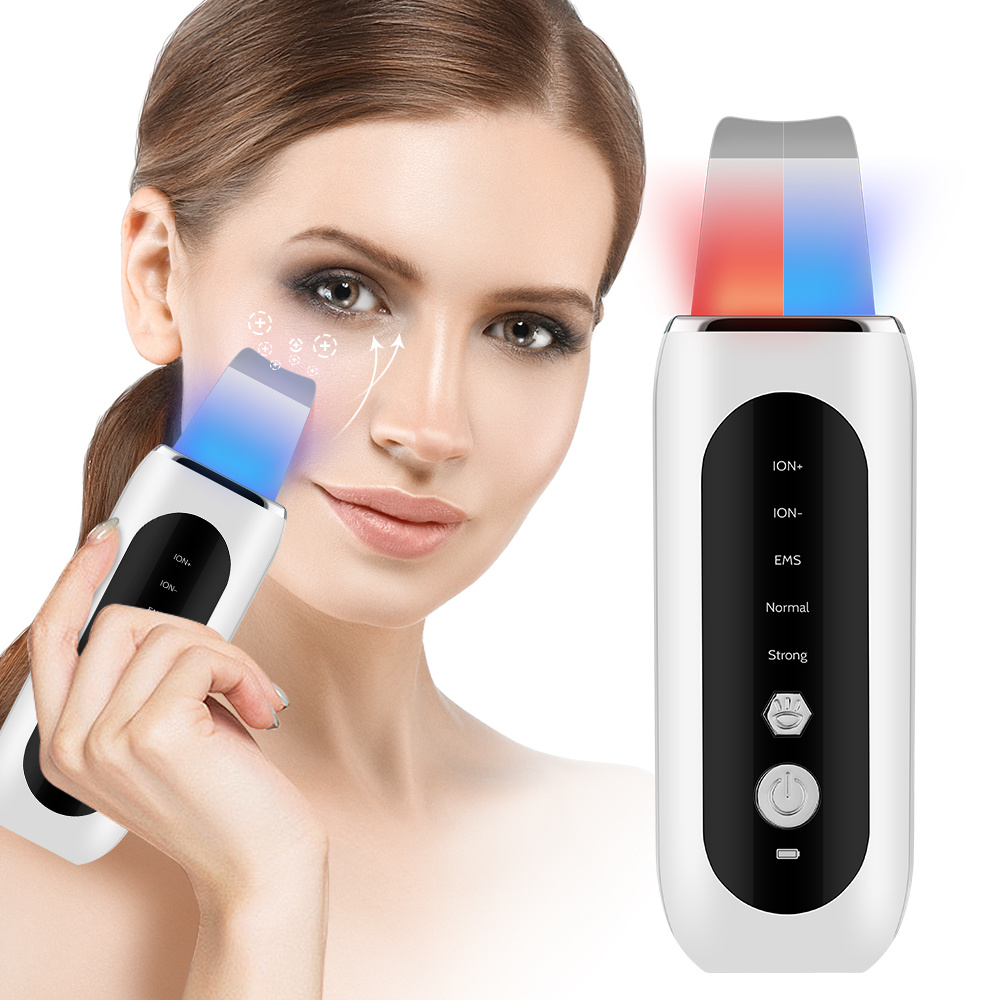 Facial Skin Scrubber USB Rechargeable Electric Ultrasonic Face Skin Spatula  with 250mAh Battery and 4 Modes Portable Pore Deep Cleansing Blackhead Scraper  Skin Care Beauty Tool 