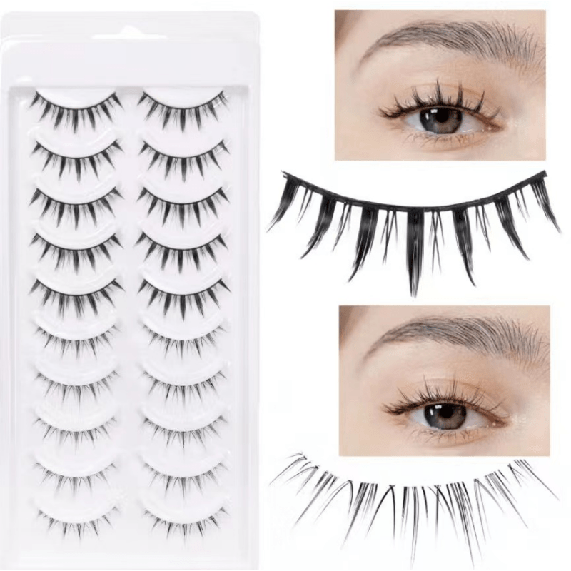 Natural Looking Manga Lashes - Anime False Eyelashes With Clear Bands For  Small Face And Asian/korean Eyes - Temu