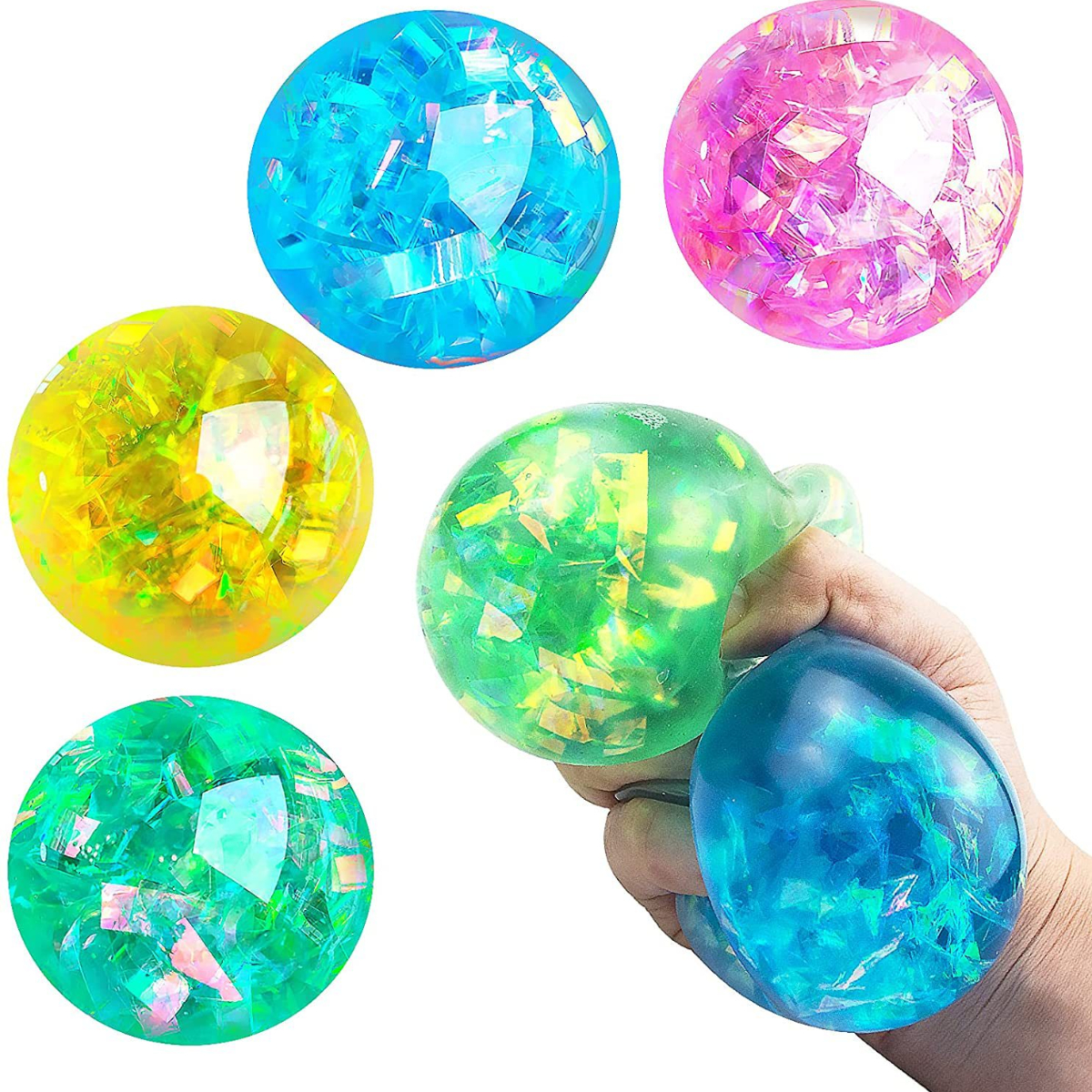 Luckkin 1pc Glitter Foam Led Perle Colorée Perle Raisin Vent Ball  Antistress Stress Relief Fidget Toy Squishy Stressball Pour Enfants Adultes