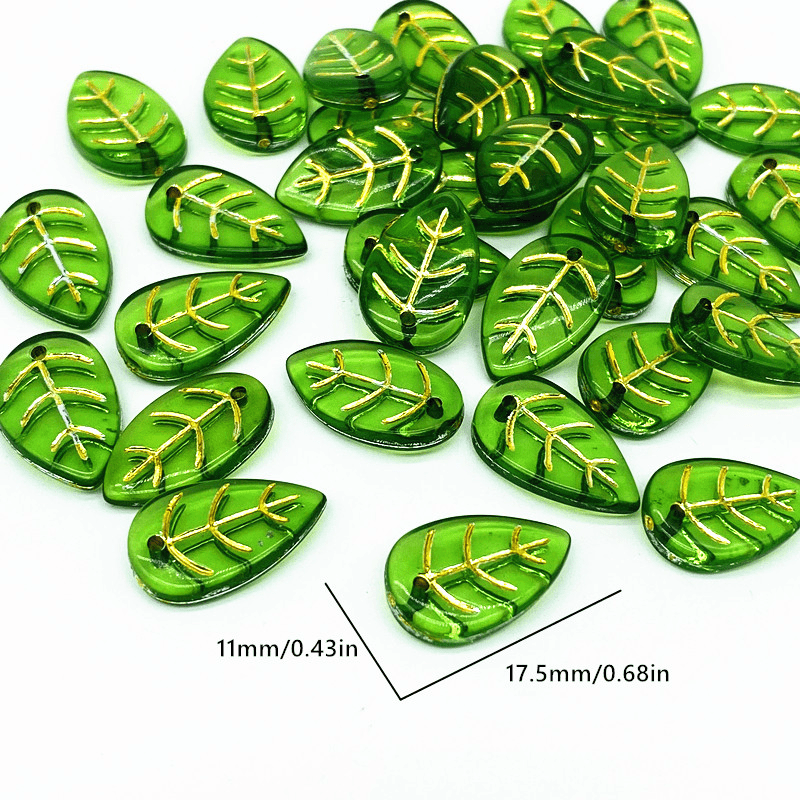 Glass Beads Green Transparent Gradient Leaf Beads Acrylic - Temu