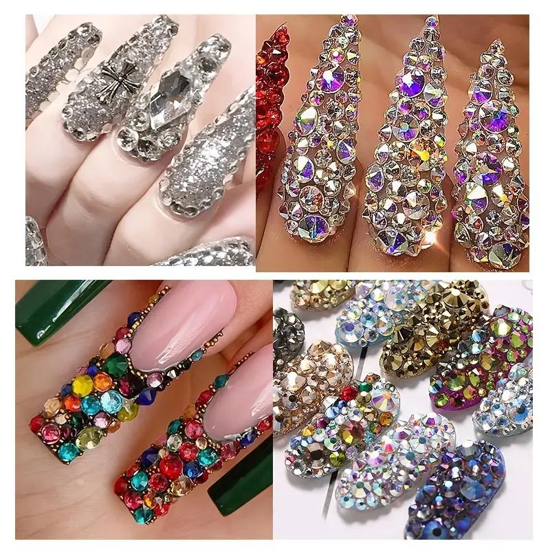 Diamantes de imitación de cristales para uñas, diamantes de imitación para  decoración de uñas para manualidades(oro claro