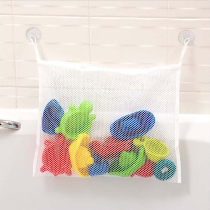 Sacs de rangement de jouets de bain pour bébé, sac en maille avec ventouses  fortes, pochette