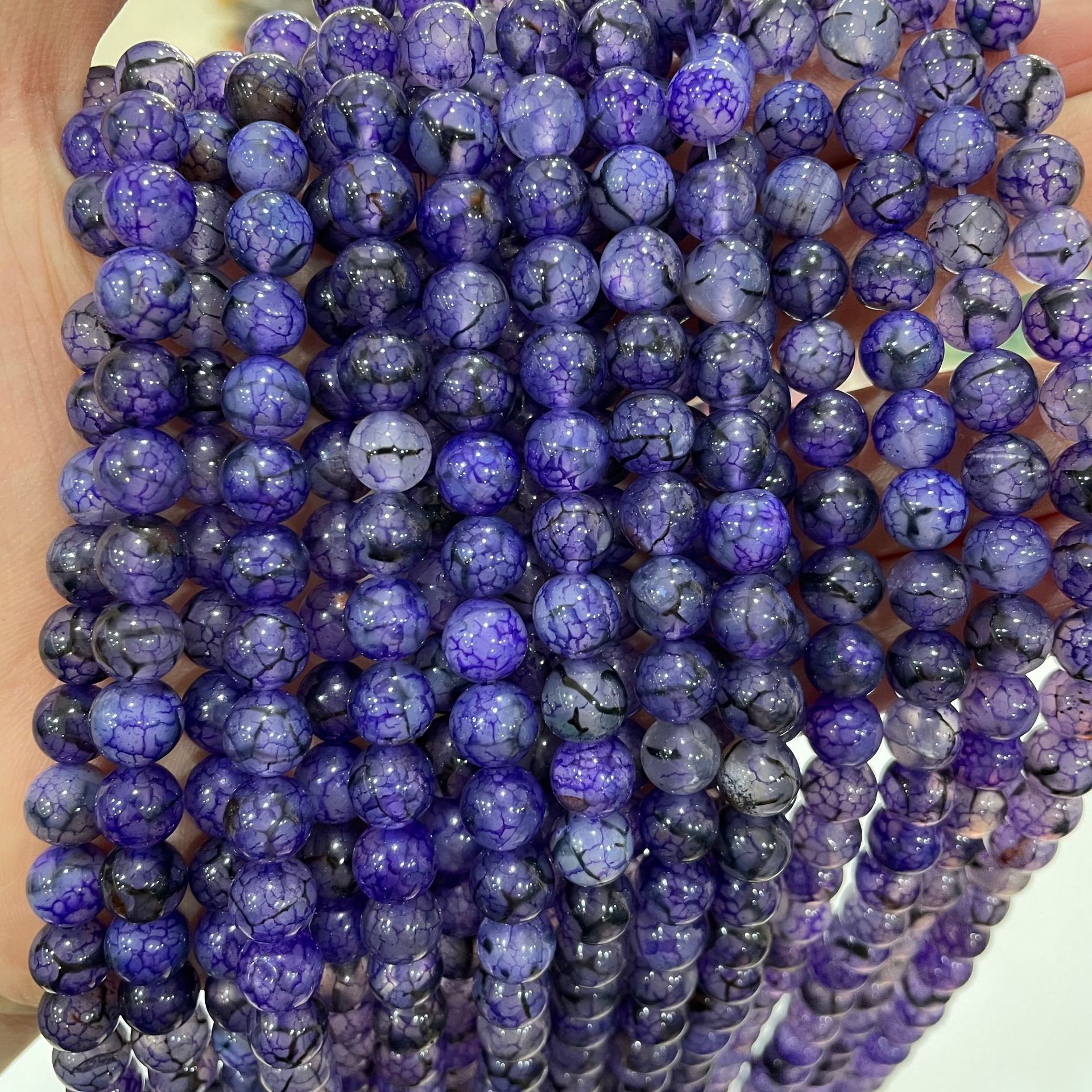 Natural Stone Purple Dragon Vein Loose Beads For Jewelry Making