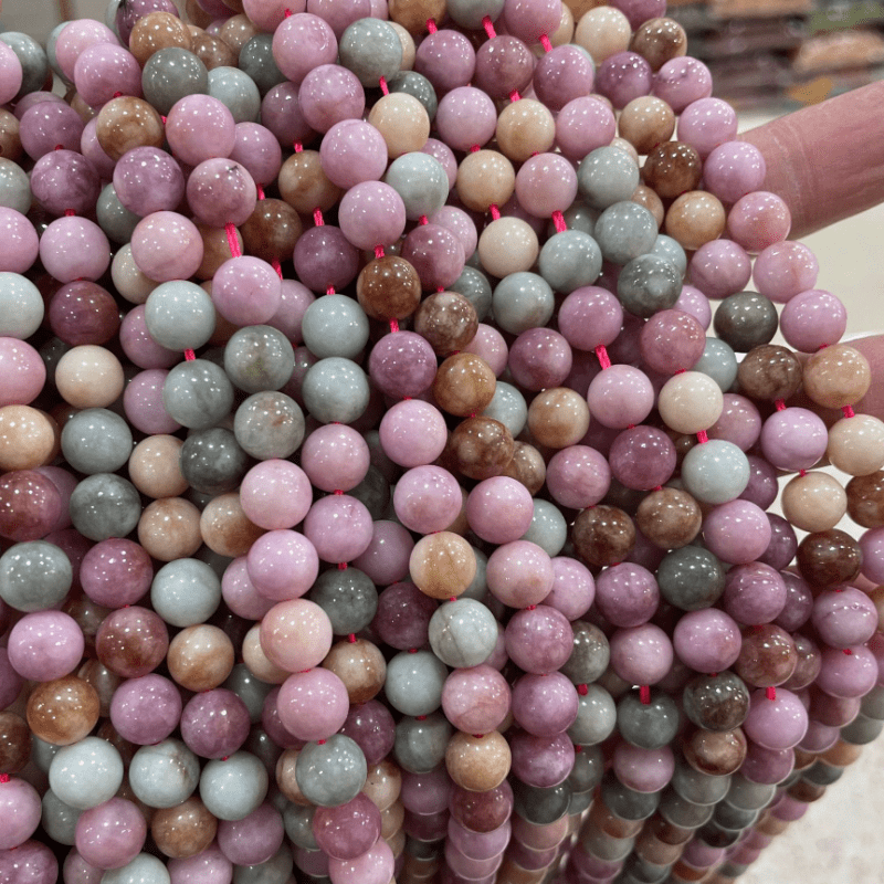 TEMU Natural Optimized Rainbow Alxa Stone Beads Diy Jewelry Accessories 6mm (0.24") -10mm (0.4") Macaron Shake Scatter Beads Round Beads For Faux Jewelry, Necklace, Earrings Bracelet Making