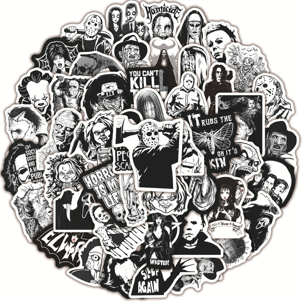 50pcs Horror Themed Waterproof Graffiti Stickers