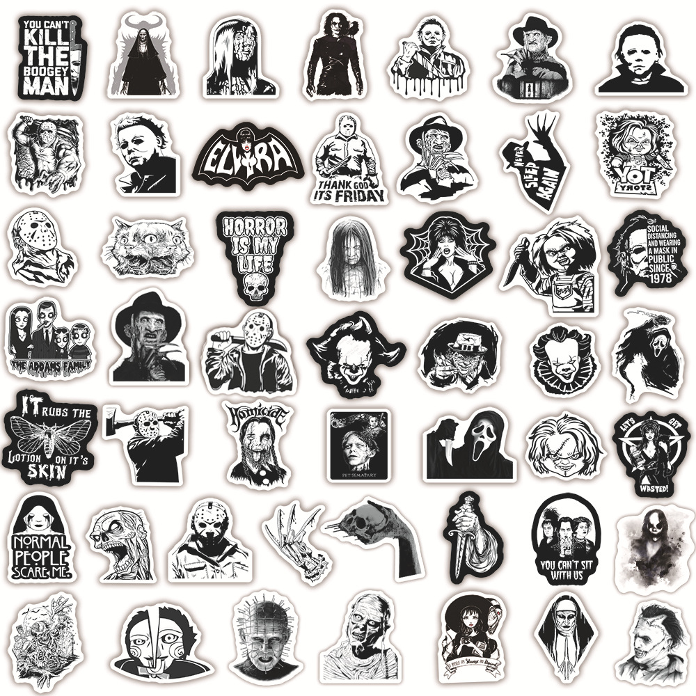 50pcs Horror Themed Waterproof Graffiti Stickers