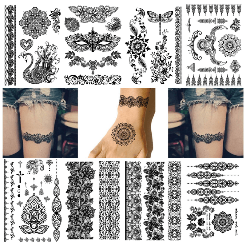 Large Henna Tattoo Stencils for Girls Woman Body Paint Indian Arabian  Tempora