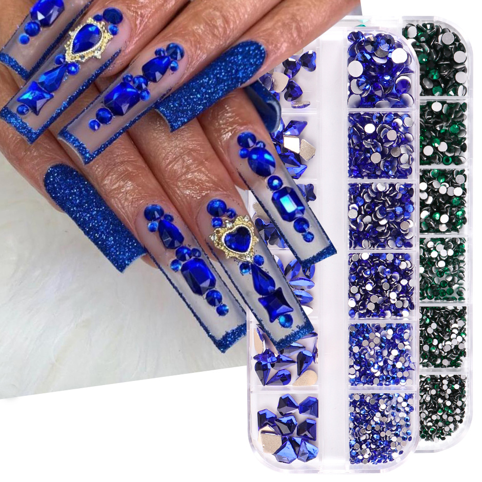 Crystal Mixed Shape Nail Art Rhinestone Blue - Temu