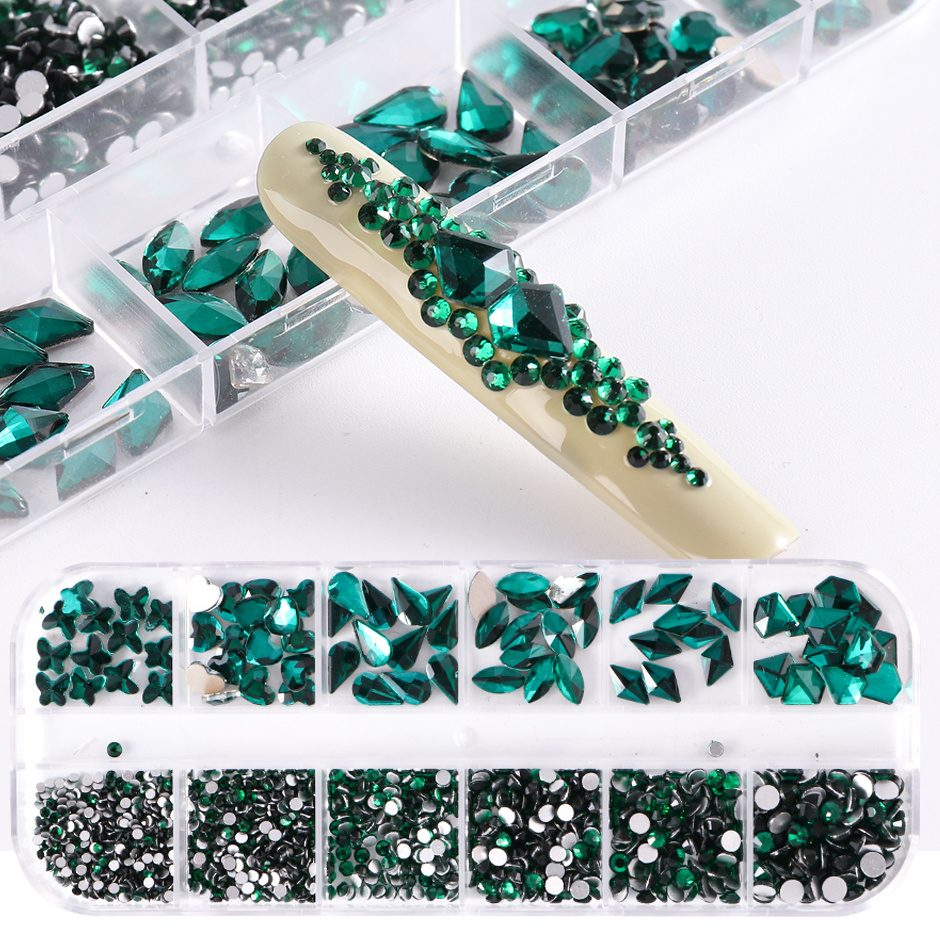 Crystal Mixed Shape Nail Art Rhinestone Blue Green - Temu