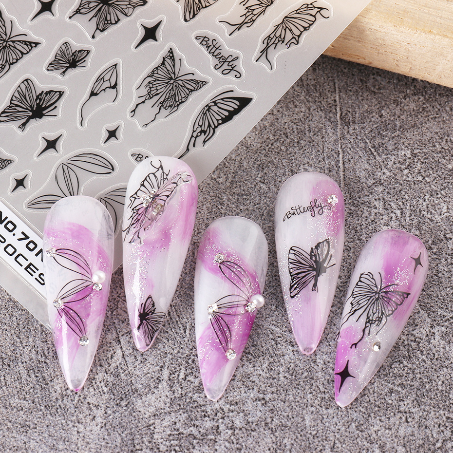3d Butterfly Nail Art Stickers - Self-adhesive Decals For Manicure