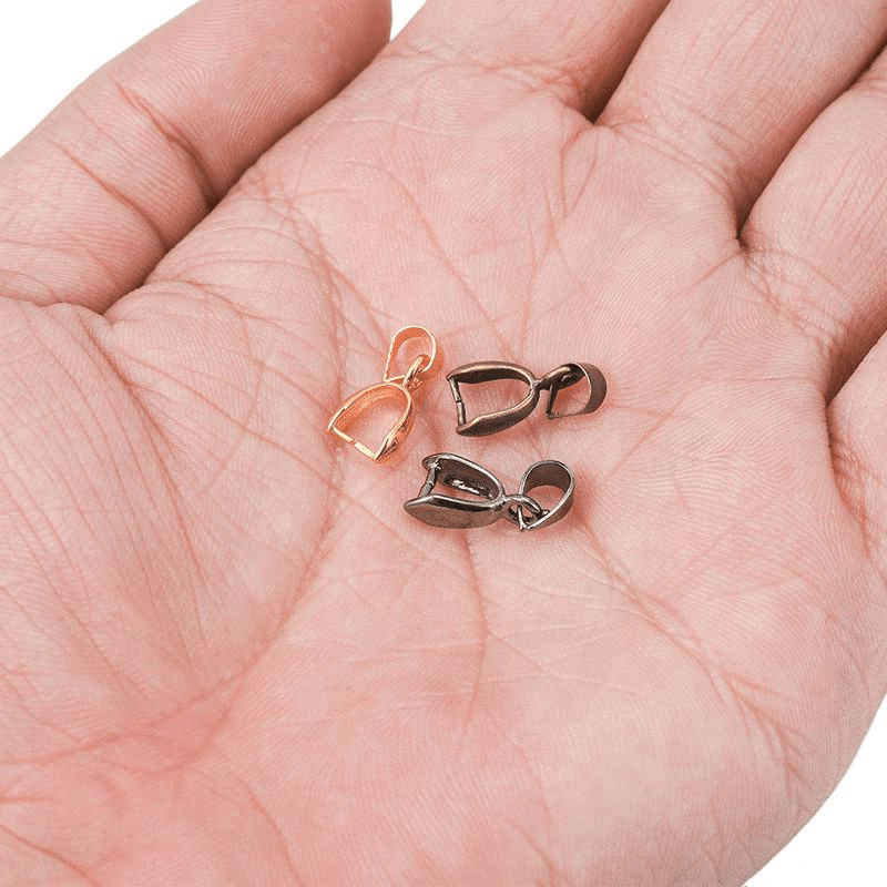 50pcs/lot Copper Pendant Pinch Bails Connectors for DIY Jewelry