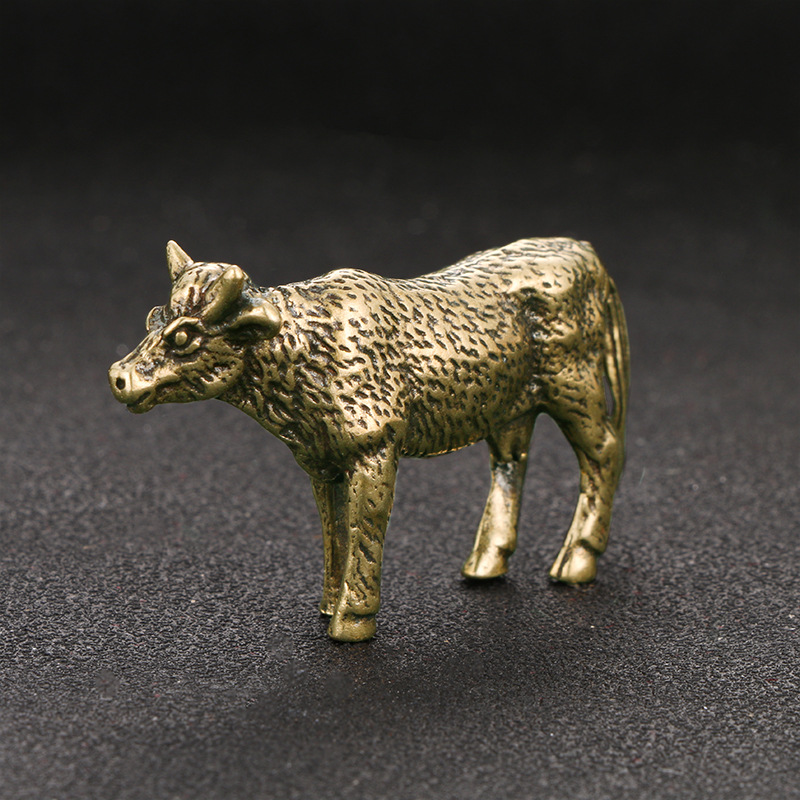 1pc, Brass Cow Statue - Shui Animal Figurine For Wealth, , And Good Luck - Perfect Housewarming Gift For Money Success