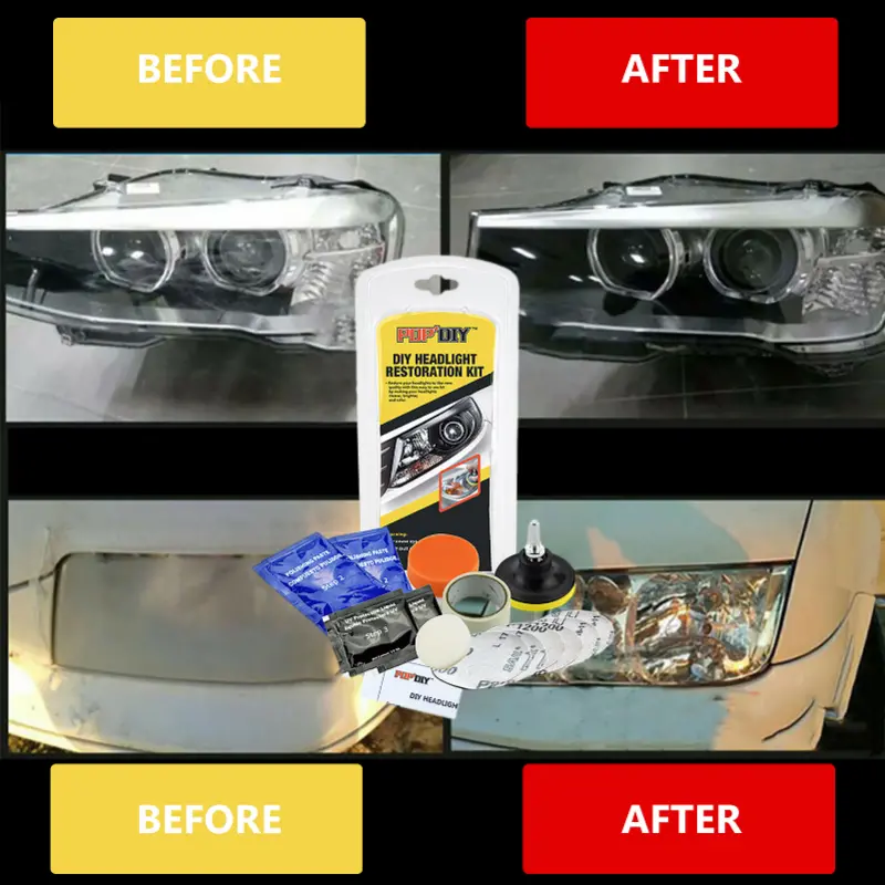 Pasta de pulido para faros de coche, Kit de restauración de luces de coche  a granel, esponja de papel de pulido, accesorios de esponja de lavado de