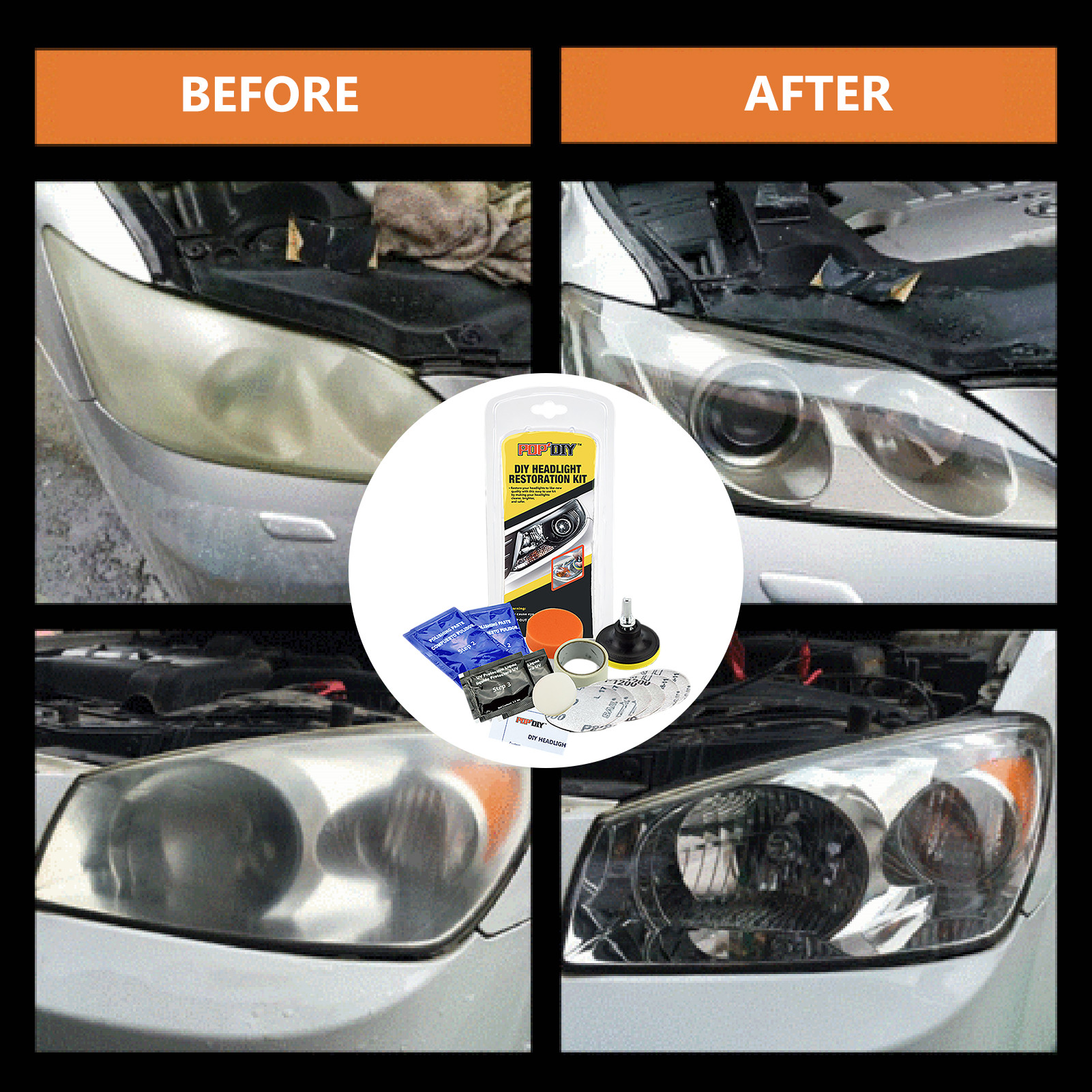  AUTOXBERT Kit de restauración de faros de coche, abrillantador,  reparación de arañazos, pasta líquida, pulidora de lentes de luz,  herramienta de reparación de pasta de limpieza : Automotriz