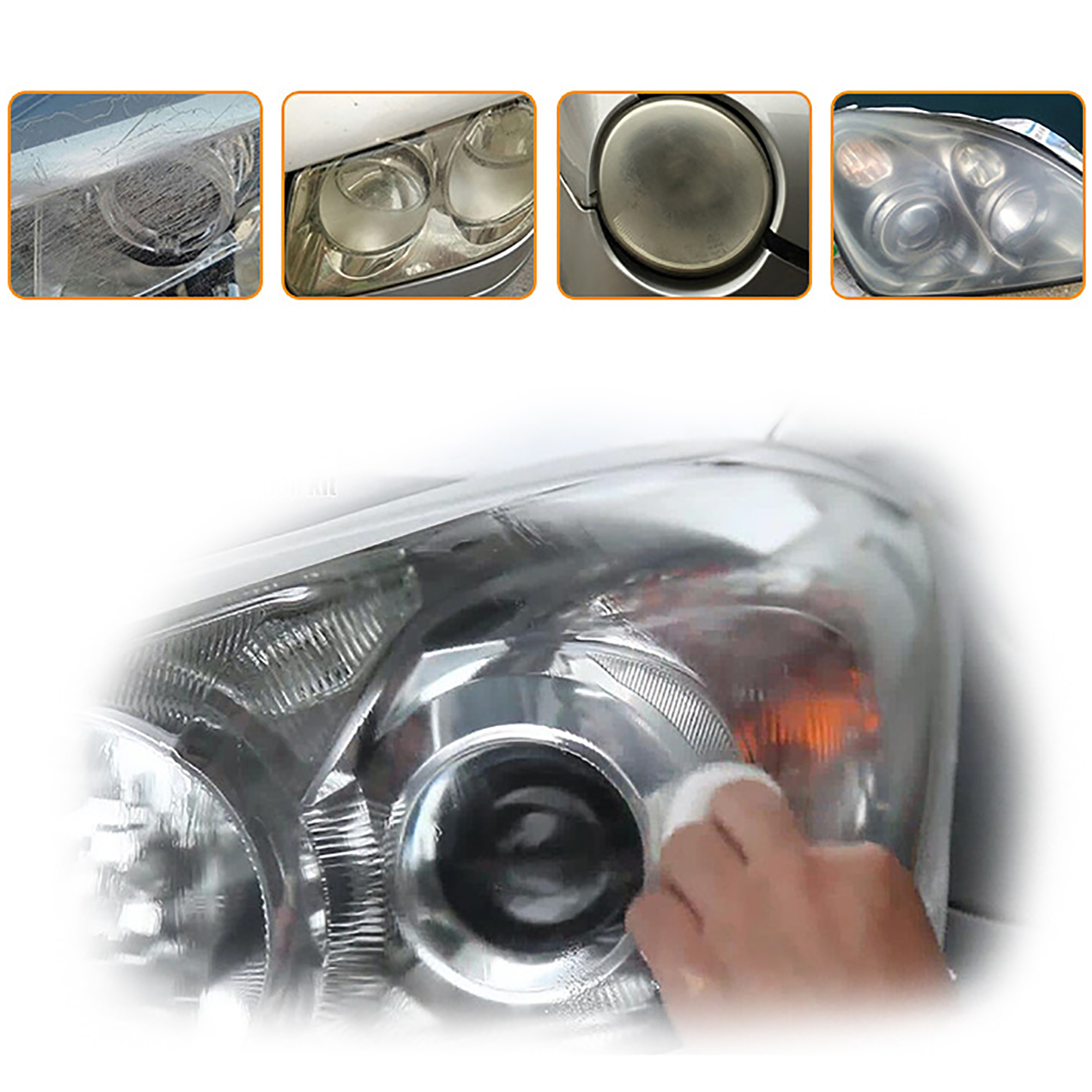  AUTOXBERT Kit de restauración de faros de coche, abrillantador,  reparación de arañazos, pasta líquida, pulidora de lentes de luz,  herramienta de reparación de pasta de limpieza : Automotriz