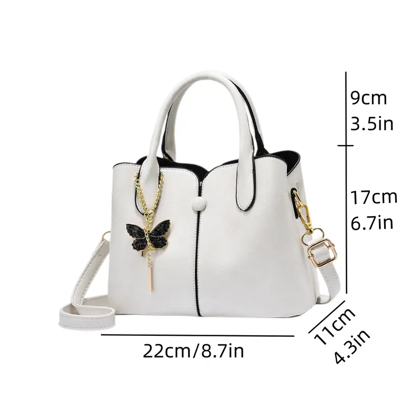 vintage handbags for women stitching detail crossbody bag top handle satchel purse with butterfly 6