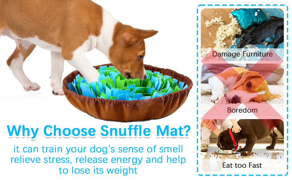 AWOOF Snuffle Mat Pet Dog Feeding Mat, Durable Interactive Dog Puzzle Toys  Encourages Natural Foraging Skills