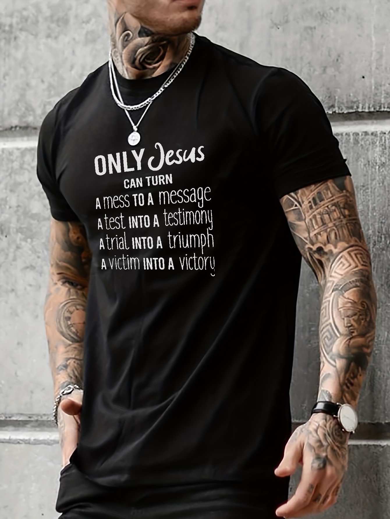 Men's 'ONLY JESUS' Round Neck T-Shirts for Summer Clothing