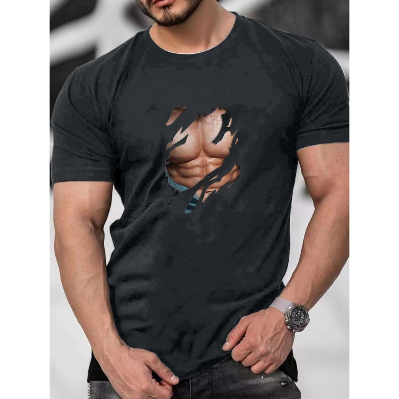 Camisetas de gimnasio para hombre, estilo casual, grande y alto, estampado  3D, sin mangas, cuello redondo, ajuste muscular, chaleco de moda