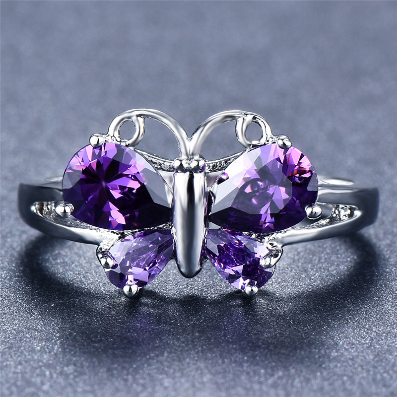 Purple store butterfly ring