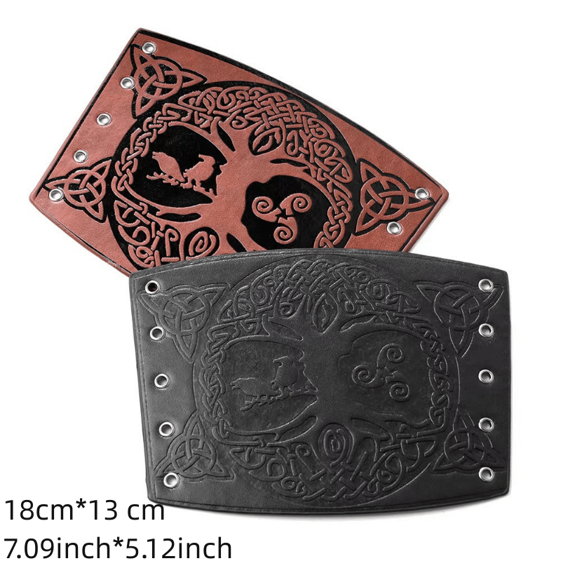 Men's Viking Tree of Life Leather Wristband Bracelet