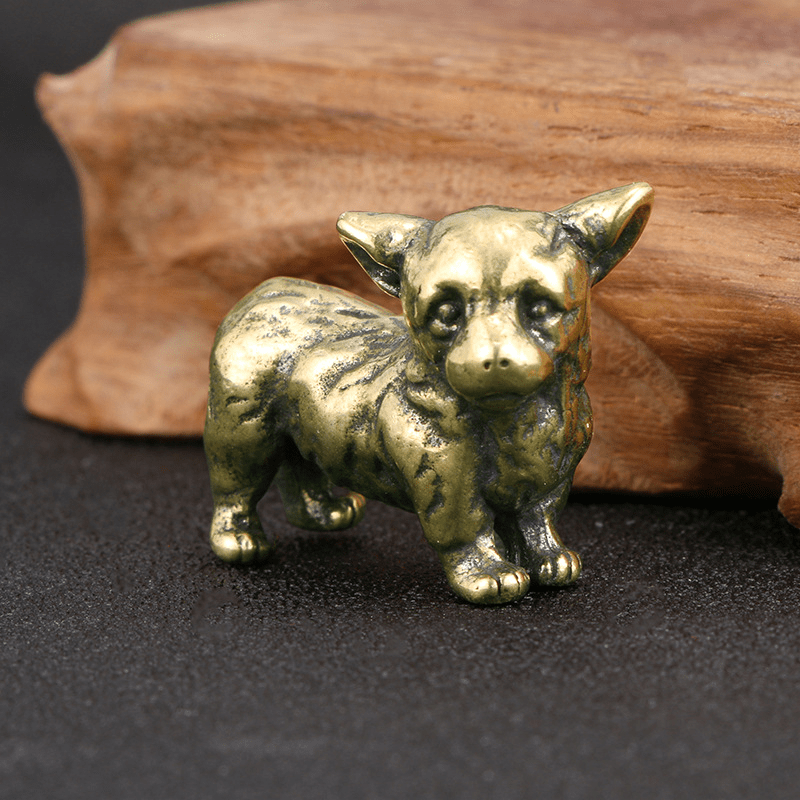 Pure Brass Cheetah Small Statue Ornament Tea Pet Figurine Miniature Craft