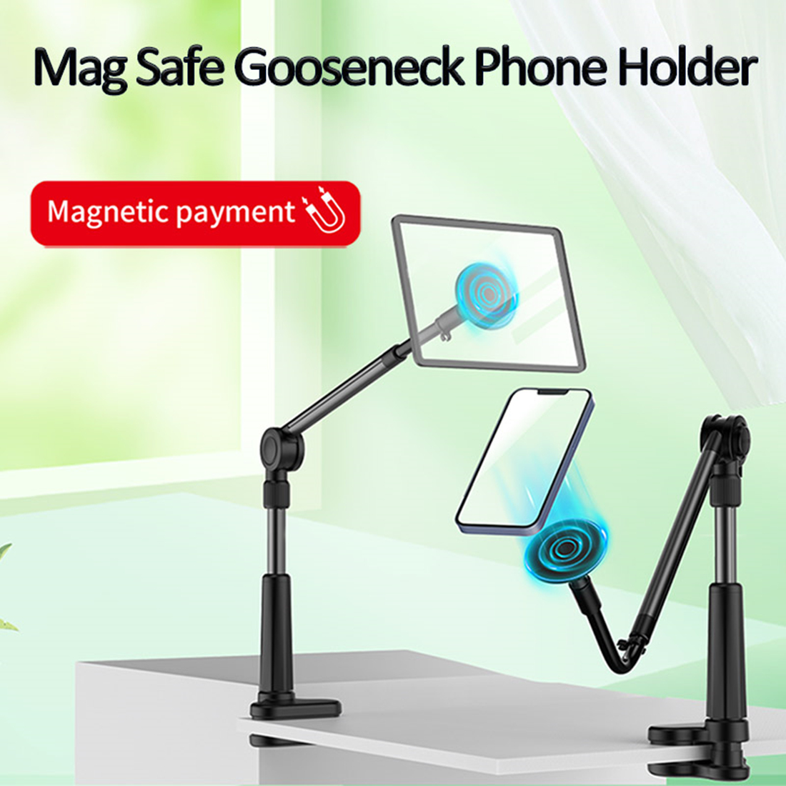 Soporte para teléfono con cuello perezoso compatible con iPhone 12, Mini,  Pro, Pro Max, soporte de cama de escritorio largo cuello de cisne flexible