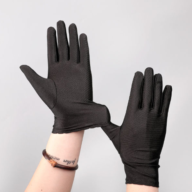 Anti Sun Gloves Etiquette Gloves Black White Spandex Gloves Men Thin Stretch