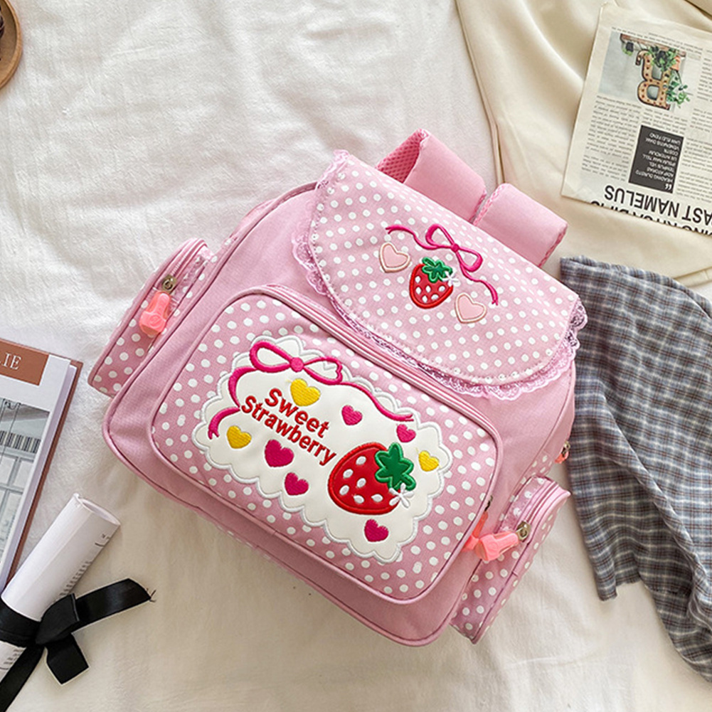 Japanese Sweet Lolita Girls Strawberry Backpack JK Schoolbag