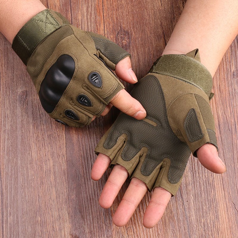 HYCOPROT Fingerless Tactical Gloves, Knuckle Protective Breathable  Lightweight Outdoor Military Gloves for Shooting, Hunting, Motorcycling,  Climbing
