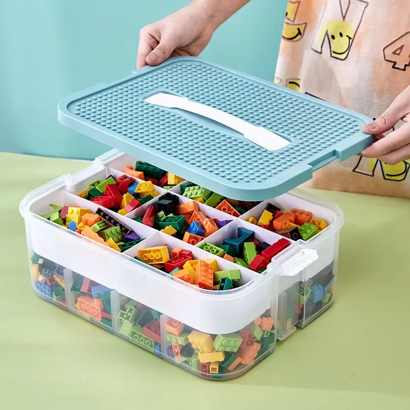 Building Blocks Storage Box, Stackable Toys Organizer With