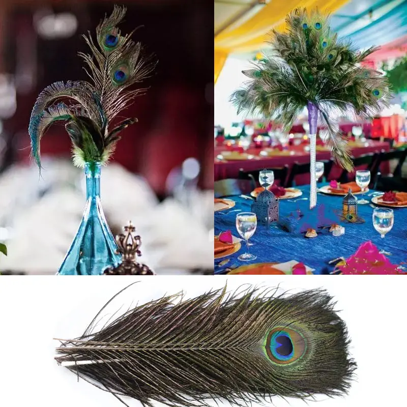 10Pcs 25-30CM Natural Peacock Feathers Crafts Handwork DIY Party Plume  Wedding Home Furnishing Decor