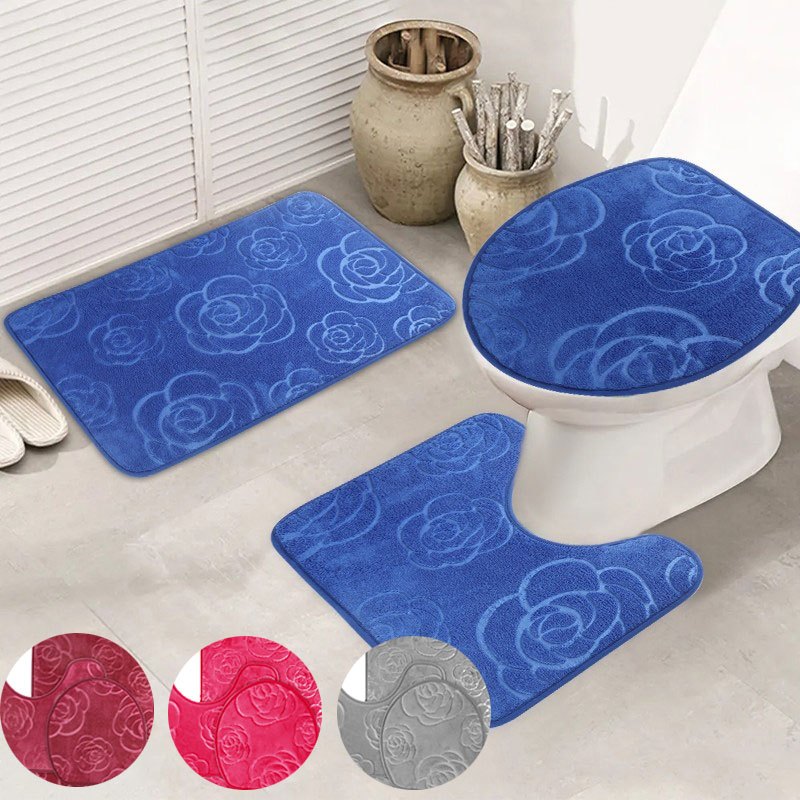 Set Tappetini Bagno In Spugna 3 Pezzi Tappeto Bagno - Temu Italy