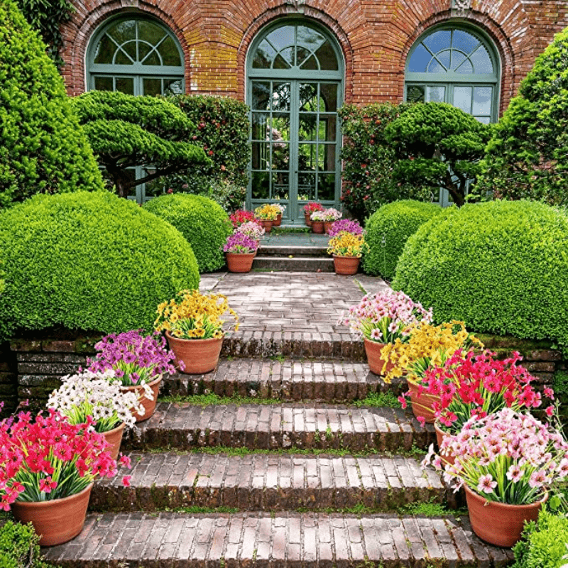 4 Pezzi Di Fiori Artificiali Viola Piante Finte Resistenti - Temu Italy