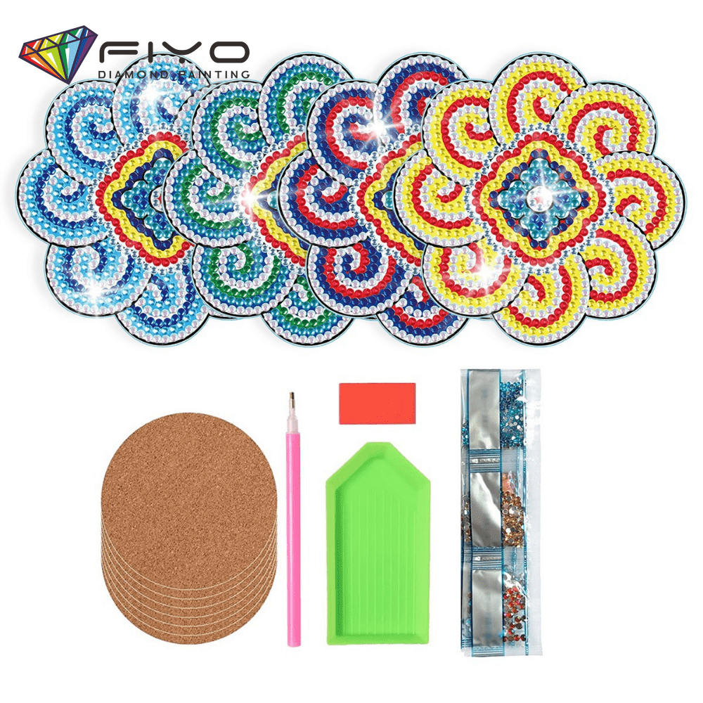 10 Pcs Diamond Painting Coasters Kits,Ocean DIY Diamond Art Coasters with  Holder,Small Diamond Dotz Painting Accessories for