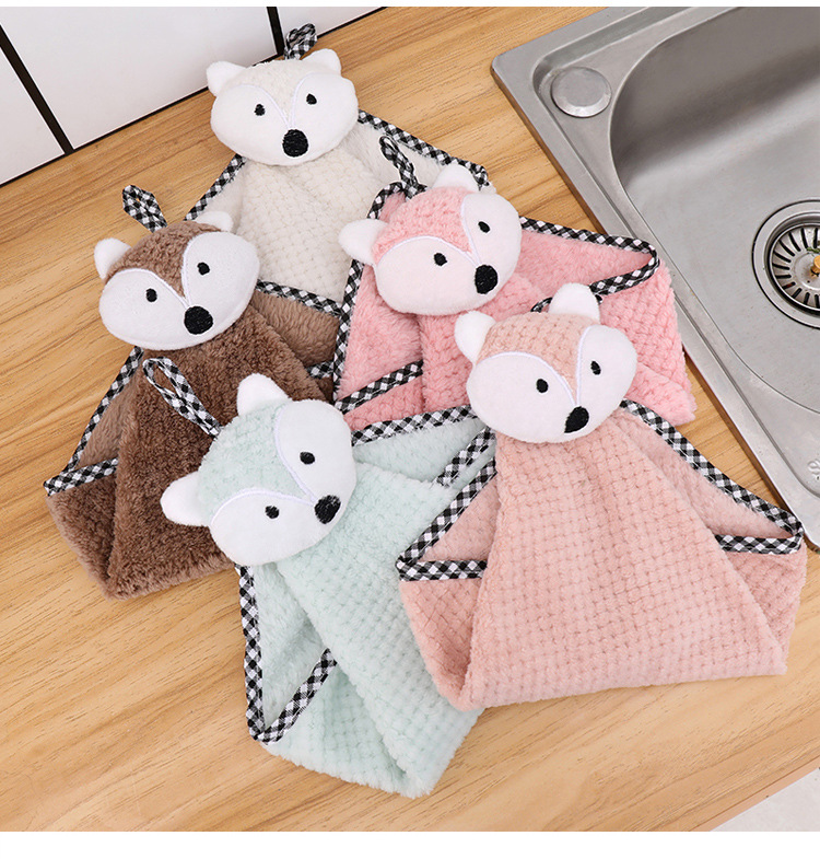 Visland Pig Kitchen Towels - Hanging Hand Towel,Soft Coral Fleece