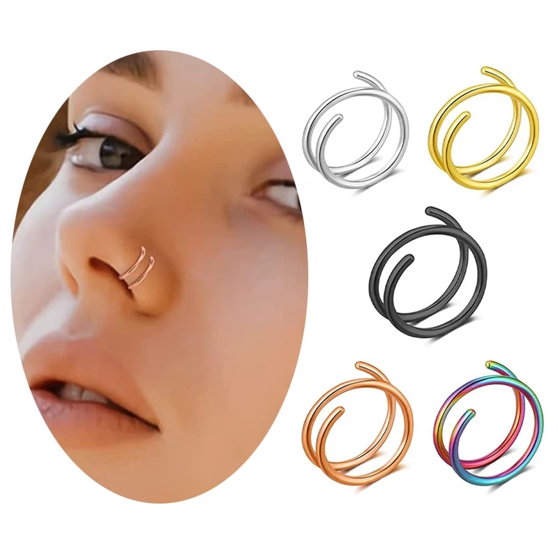 

1/5pcs Men's Piercing Nose Ring Lip Ring Earrings, Stainless Steel Piercing Nose Ring Body Jewelry