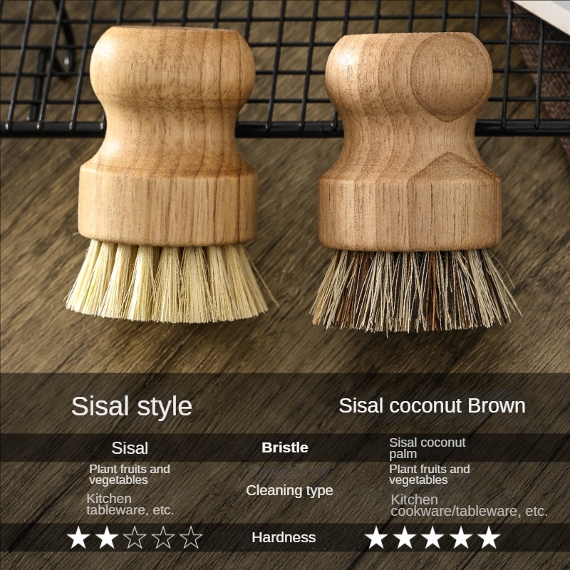 2pcs Kitchen Brush Soft Bristle Brush Pot Brush Bamboo Scrub Brush