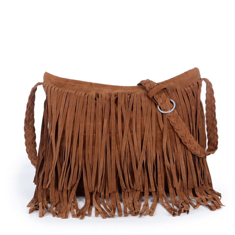 Fashion Vintage Suede Fringe Crossbody Bag, Boho Style Shoulder Bag, Tassel  Decor Square Purse Casual Messenger Bag For Travel & Every Day, Portable  Business Work Satchel Sling Bag PU Leather Hobo Fringe